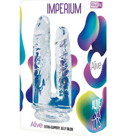 ALIVE - IMPERIUM DOUBLE PÉNIS RÉALISTE TRANSPARENT 12/14 CM 1042