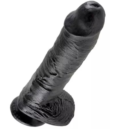 KING COCK - 10 GODE NOIR AVEC BOULES 25.4 CM 11050