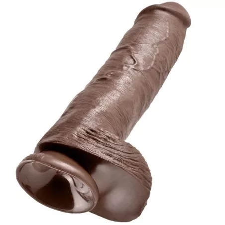 KING COCK - 11 GODE MARRON AVEC BOULES 28 CM 11054