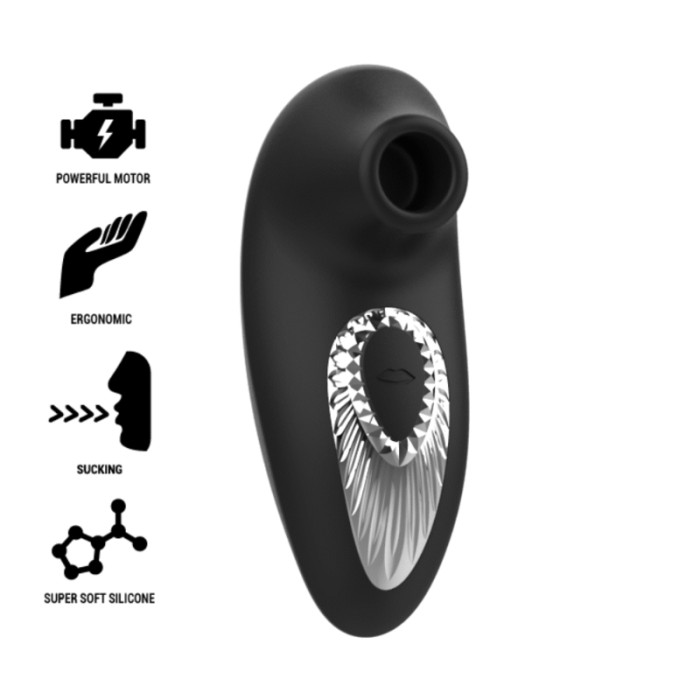 BLACK&SILVER - DRAKE DELUXE SUCKING VIBE RECHARGEABLE SILICONE NOIR 12240