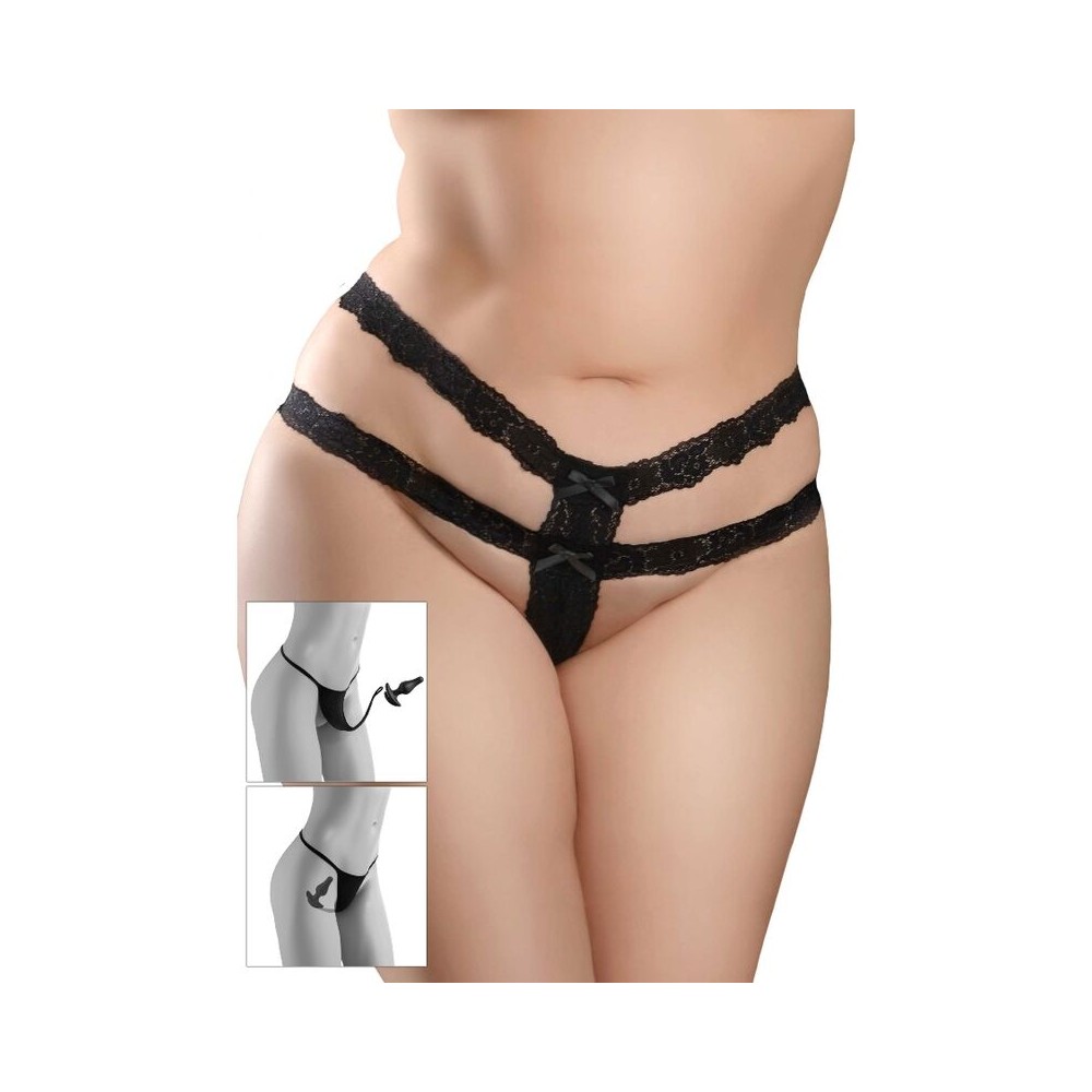 HOOK UP PANTIES - CROTCHLESS SECRET GEM BLACK BOW 17318