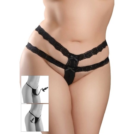 HOOK UP PANTIES - CROTCHLESS SECRET GEM BLACK BOW 17318