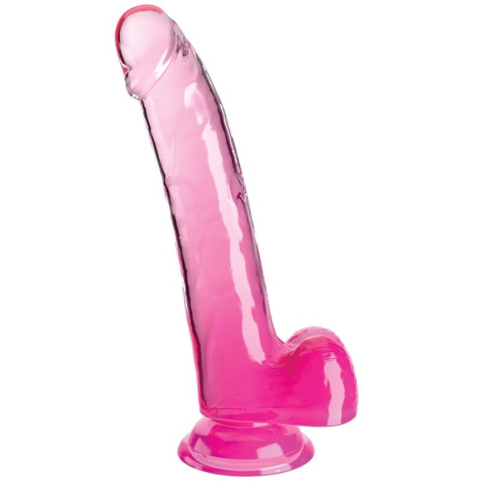 KING COCK - CLEAR GODE AVEC TESTICULES 20.3 CM ROSE 18052