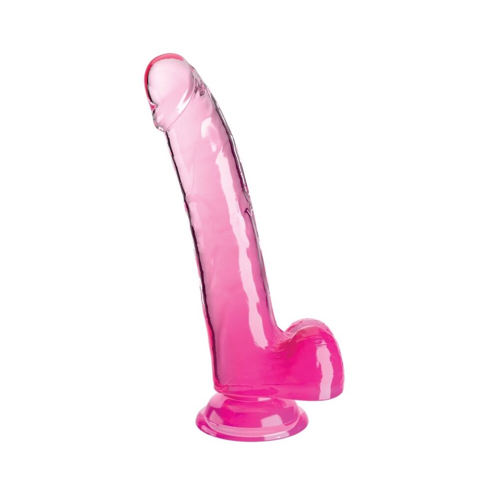 KING COCK - CLEAR GODE AVEC TESTICULES 20.3 CM ROSE 18052