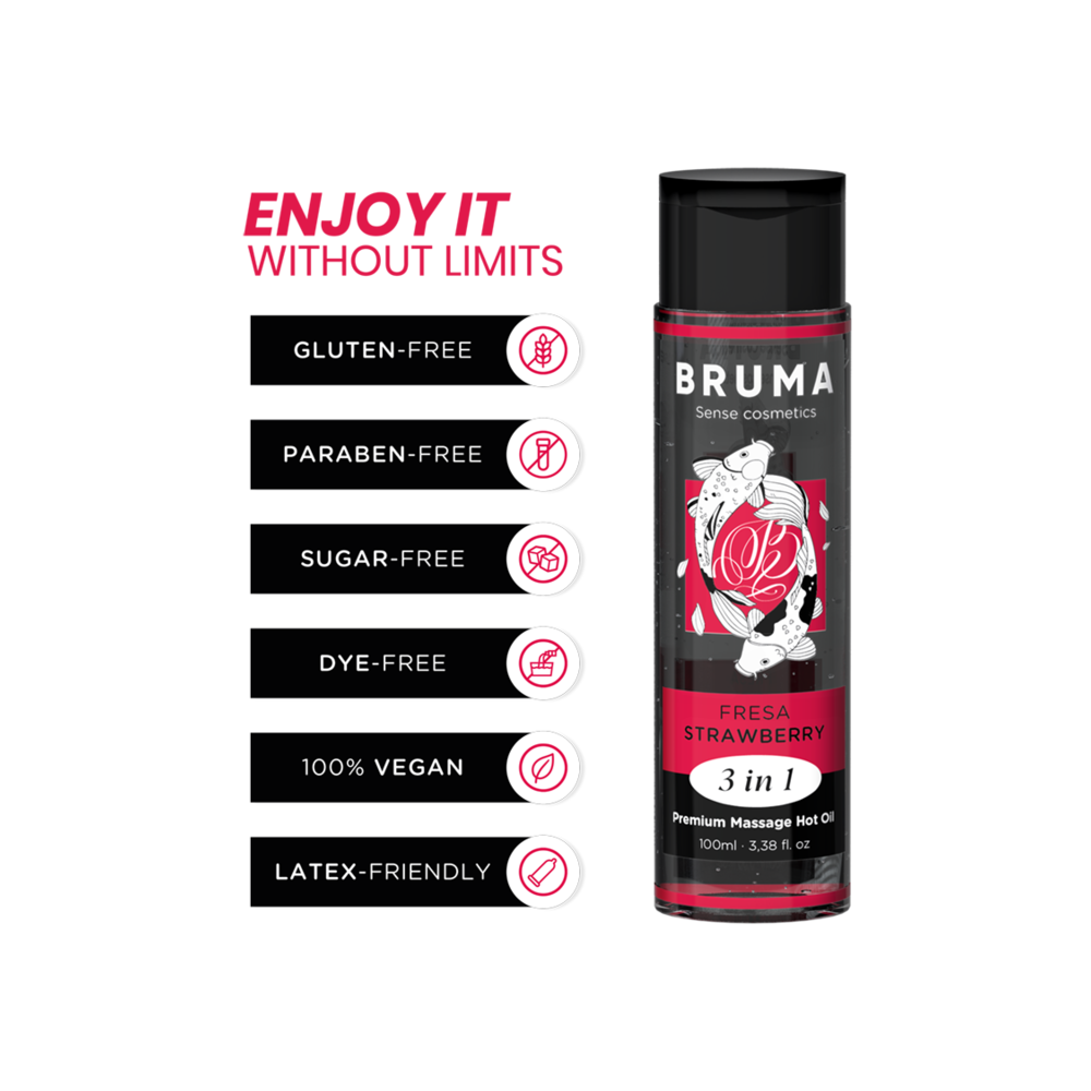 BRUMA - HUILE DE MASSAGE PREMIUM EFFET CHALEUR SAVEUR FRAISE 3 EN 1 - 100 ML 20081