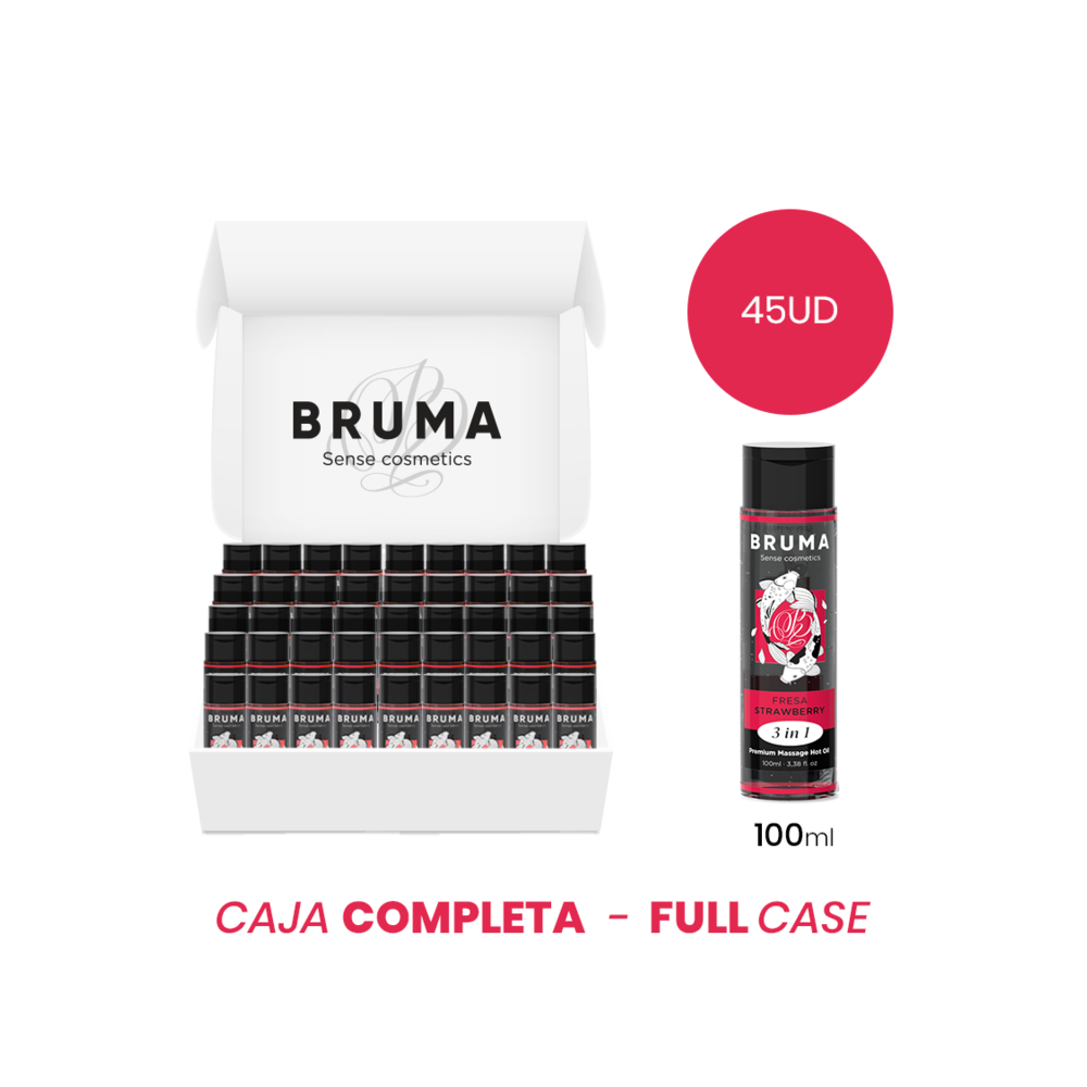 MOQ 45 - BRUMA HUILE DE MASSAGE PREMIUM EFFET CHALEUR SAVEUR FRAISE 3 EN 1 - 100 ML 20086