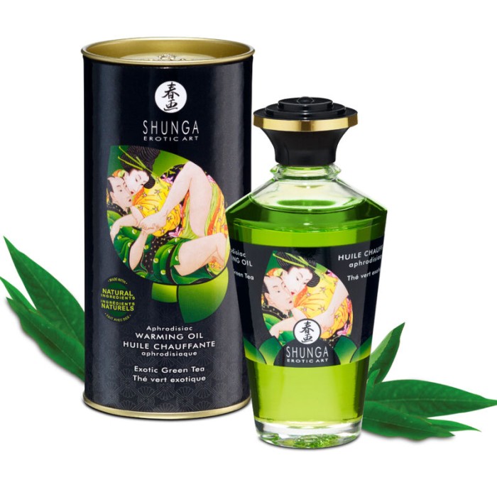 SHUNGA - HUILE DE MASSAGE EFFET CHALEUR AU THÉ VERT BIO 100 ML