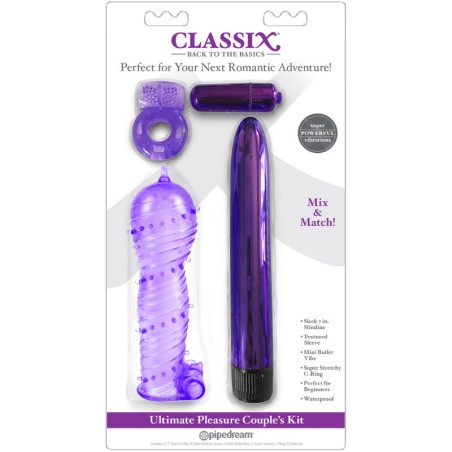 CLASSIX - KIT POUR COUPLES AVEC ANNEAU, GAINE ET BALLES VIOLES 2306