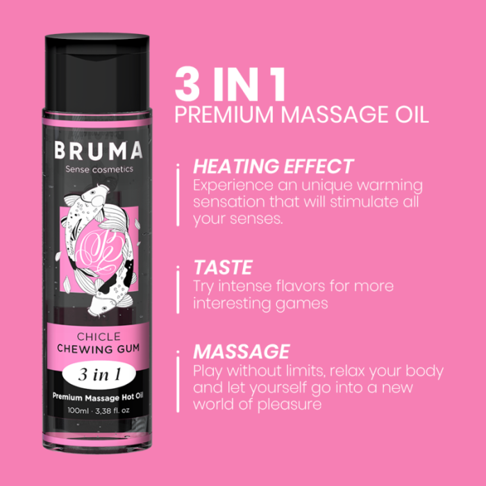 BRUMA - HUILE DE MASSAGE PREMIUM EFFET CHALEUR SAVEUR GOMME 3 EN 1 - 100 ML 20079