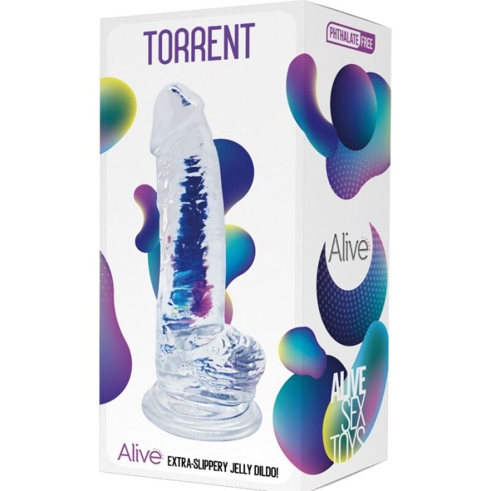 ALIVE - TORRENT PÉNIS RÉALISTE TRANSPARENT 20,6 CM