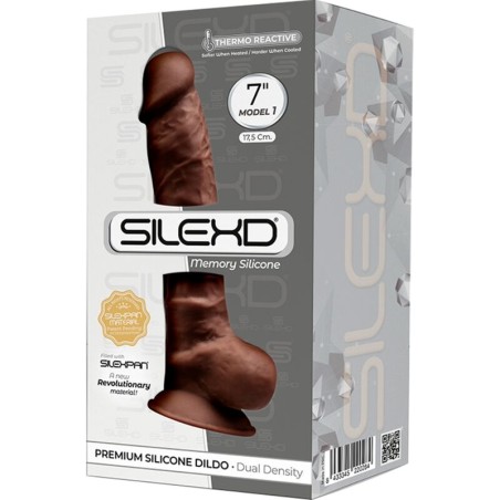 SILEXD - MODÈLE 1 PÉNIS RÉALISTE PREMIUM SILEXPAN SILICONE MARRON 17.5 CM 820