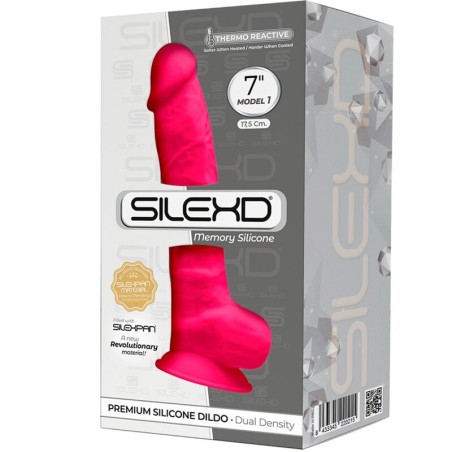 SILEXD - MODÈLE 1 PÉNIS RÉALISTE PREMIUM SILEXPAN SILICONE FUCHSIA 17.5 CM 823