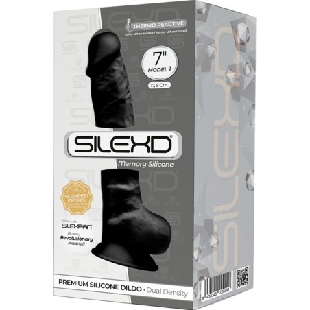 SILEXD - MODÈLE 1 PÉNIS RÉALISTE PREMIUM SILEXPAN SILICONE NOIR 17.5 CM 826