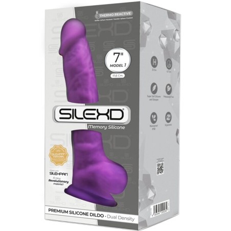 SILEXD - MODÈLE 1 PÉNIS RÉALISTE PREMIUM SILEXPAN SILICONE VIOLET 17.5 CM 828