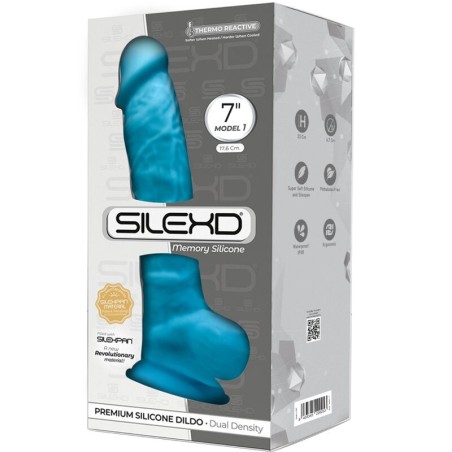 SILEXD - MODÈLE 1 PÉNIS RÉALISTE PREMIUM SILEXPAN SILICONE BLEU 17.5 CM 830