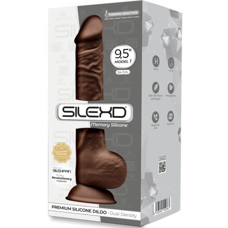 SILEXD - MODÈLE 1 PÉNIS RÉALISTE PREMIUM SILEXPAN SILICONE MARRON 24 CM 843