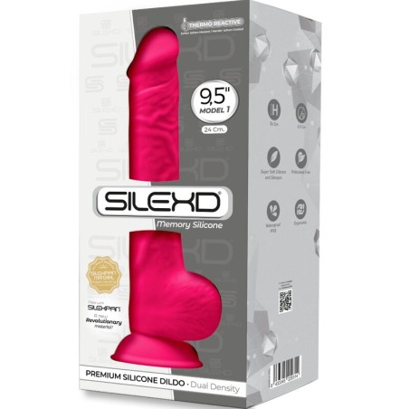 SILEXD - MODÈLE 1 PÉNIS RÉALISTE PREMIUM SILEXPAN SILICONE FUCHSIA 24 CM 846