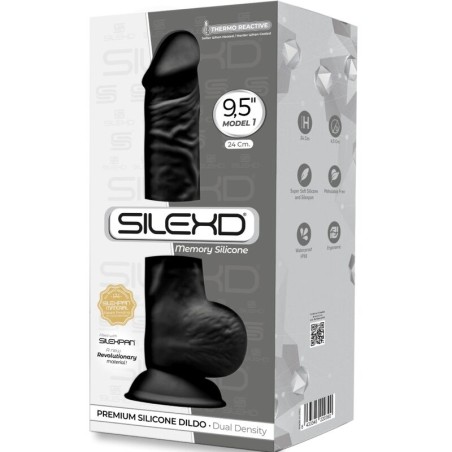 SILEXD - MODÈLE 1 PÉNIS RÉALISTE PREMIUM SILEXPAN SILICONE NOIR 24 CM 849