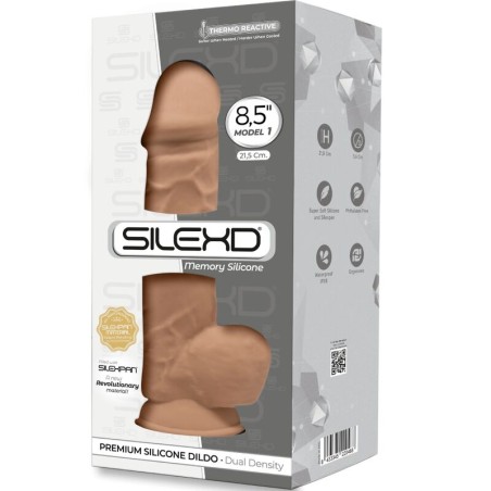 SILEXD - MODÈLE 1 PÉNIS RÉALISTE PREMIUM SILEXPAN SILICONE CARAMEL 21.5 CM 855