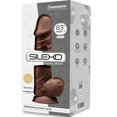 SILEXD - MODÈLE 1 PÉNIS RÉALISTE PREMIUM SILEXPAN SILICONE MARRON 21.5 CM 858