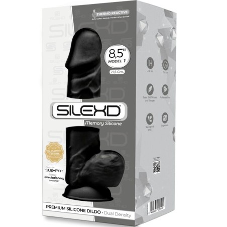 SILEXD - MODÈLE 1 PÉNIS RÉALISTE PREMIUM SILEXPAN SILICONE NOIR 21.5 CM 864