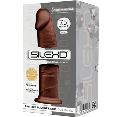 SILEXD - MODÈLE 2 PÉNIS RÉALISTE PREMIUM SILEXPAN SILICONE MARRON 19 CM 888