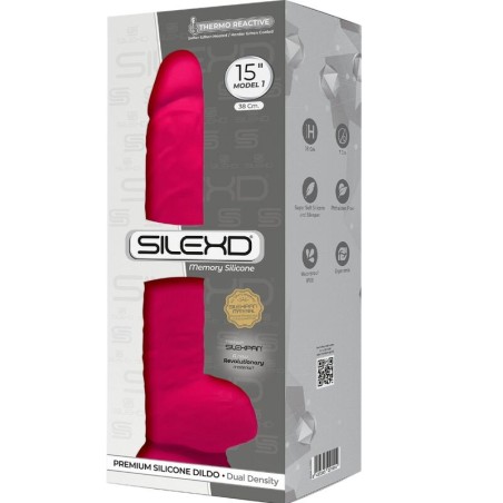 SILEXD - MODÈLE 1 PÉNIS RÉALISTE PREMIUM SILEXPAN SILICONE FUCHSIA 38 CM 923