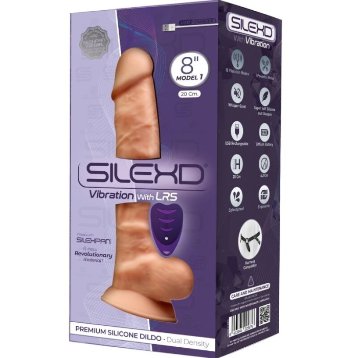 SILEXD - MODÈLE 1 VIBRATEUR PÉNIS RÉALISTE SILICONE PREMIUM SILEXPAN TÉLÉCOMMANDE 20 CM