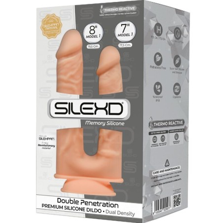 SILEXD - MODÈLE 1 PÉNIS RÉALISTE DOBLE PENETRACION PREMIUM SILEXPAN SILICONE 17.5 / 19.5 CM 955