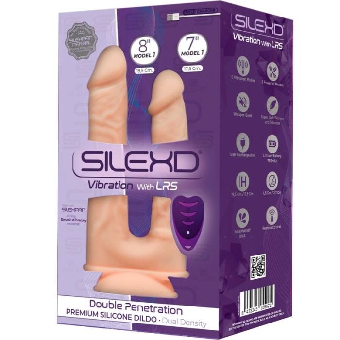 SILEXD - MODÈLE 1 VIBRATEUR PÉNIS RÉALISTE DOUBLE PÉNÉTRATION PREMIUM SILEXPAN SILICONE TÉLÉCOMMANDE 17.5 / 19.5 CM