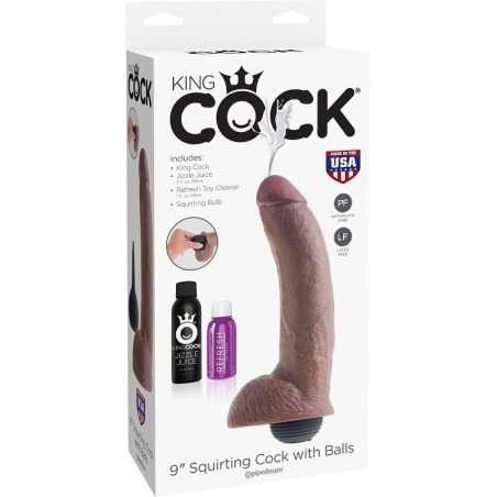 KING COCK - PÉNIS EJACULATEUR RÉALISTE MARRON 22.86 CM 988